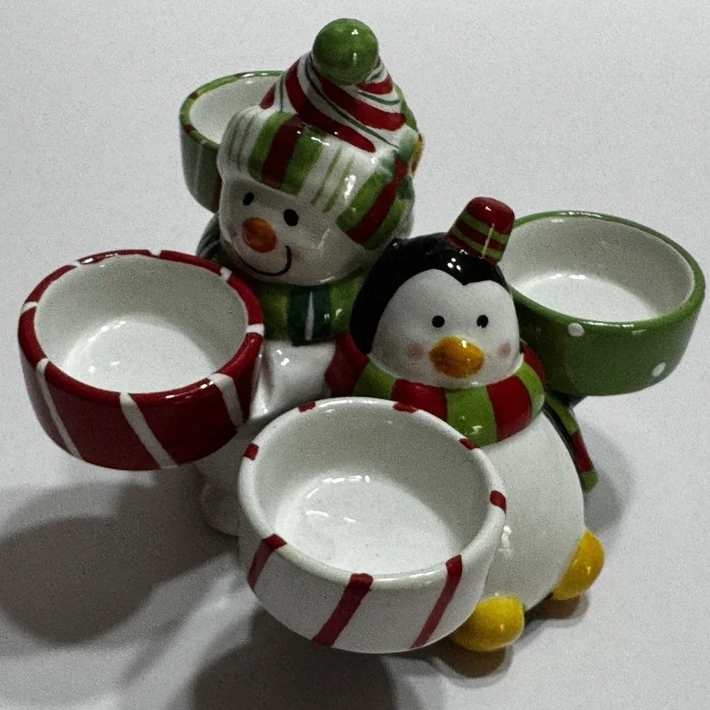 Linens 'n Things Snowman & Penguin Tealight Holder 4 Christmas New Fun Gift